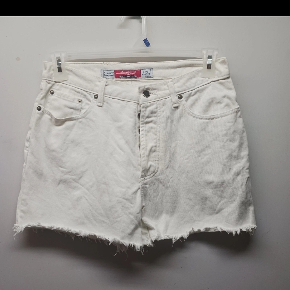 Road Rage Shorts Long Wearing High Wasted Girls JR White Button Fly Size 9